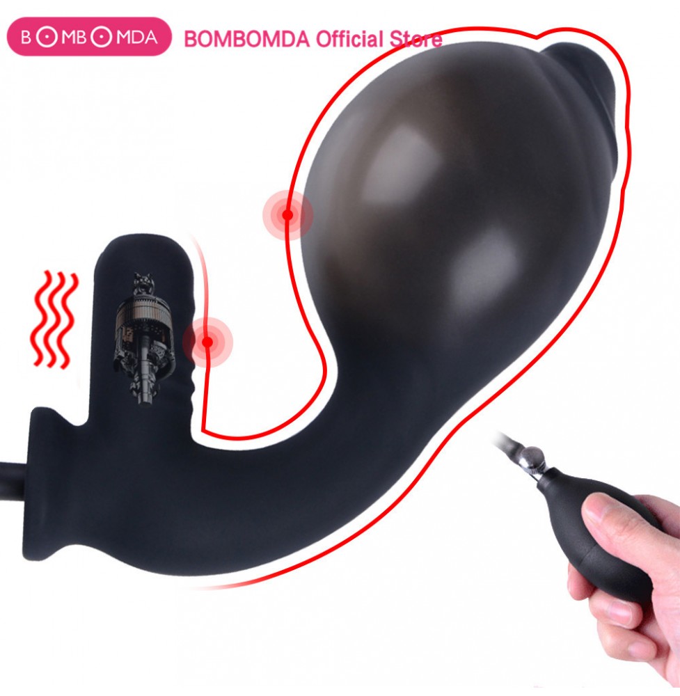 10 Modes Vibration Inflatable Dildo Big Butt Plug Vagina Vibrating Pump Expandable Anal Dilator Big Butt image